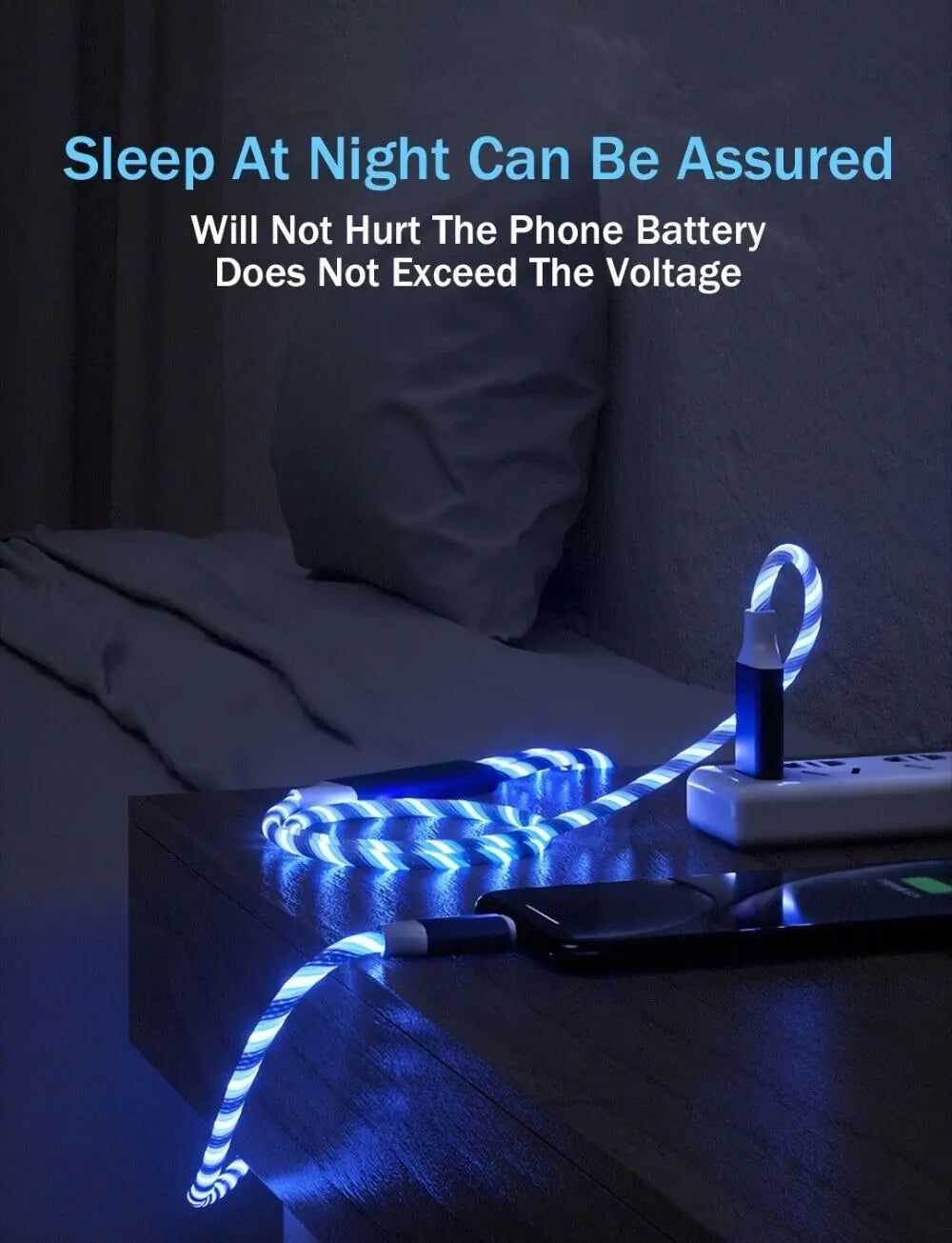 3 in 1 LED Fast Charging Cable Adapter For iPhone Micro USB Type C Charger Cord