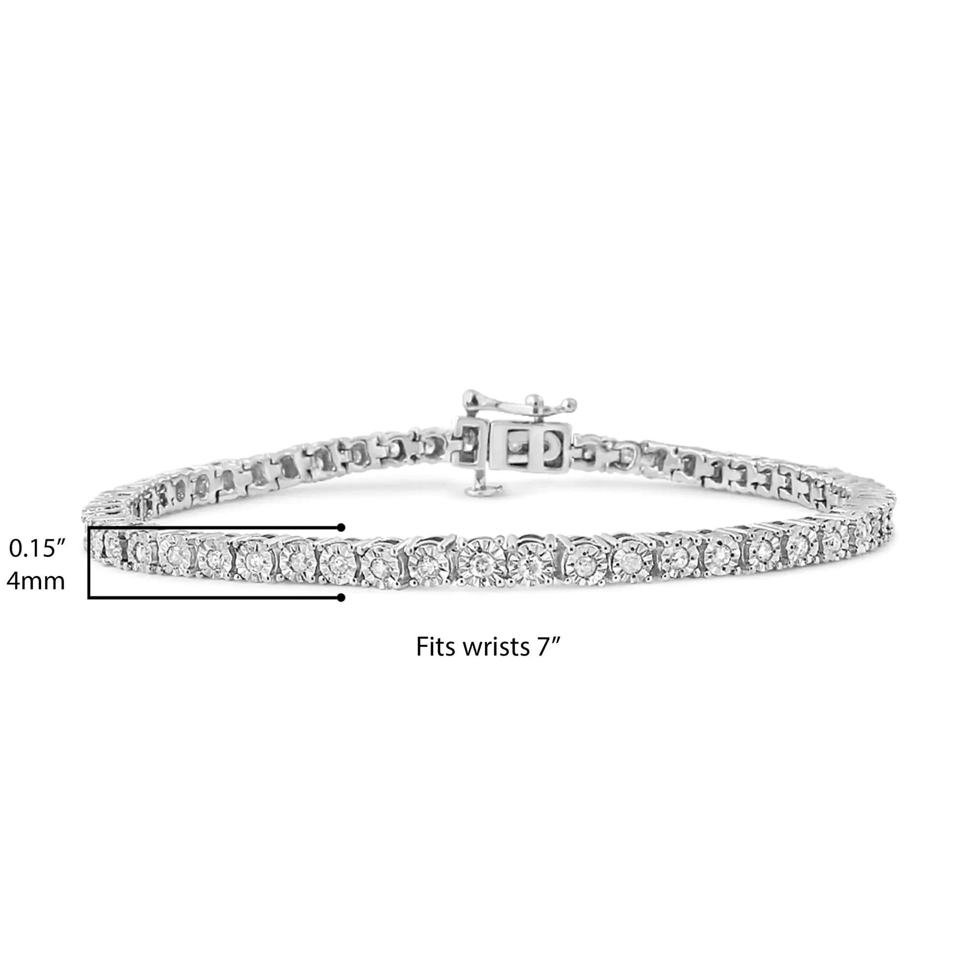 .925 Sterling Silver 1/2 Cttw Diamond Illusion-Set Miracle Plate Tennis Bracelet (I-J Color, I3 Clarity) - 7"