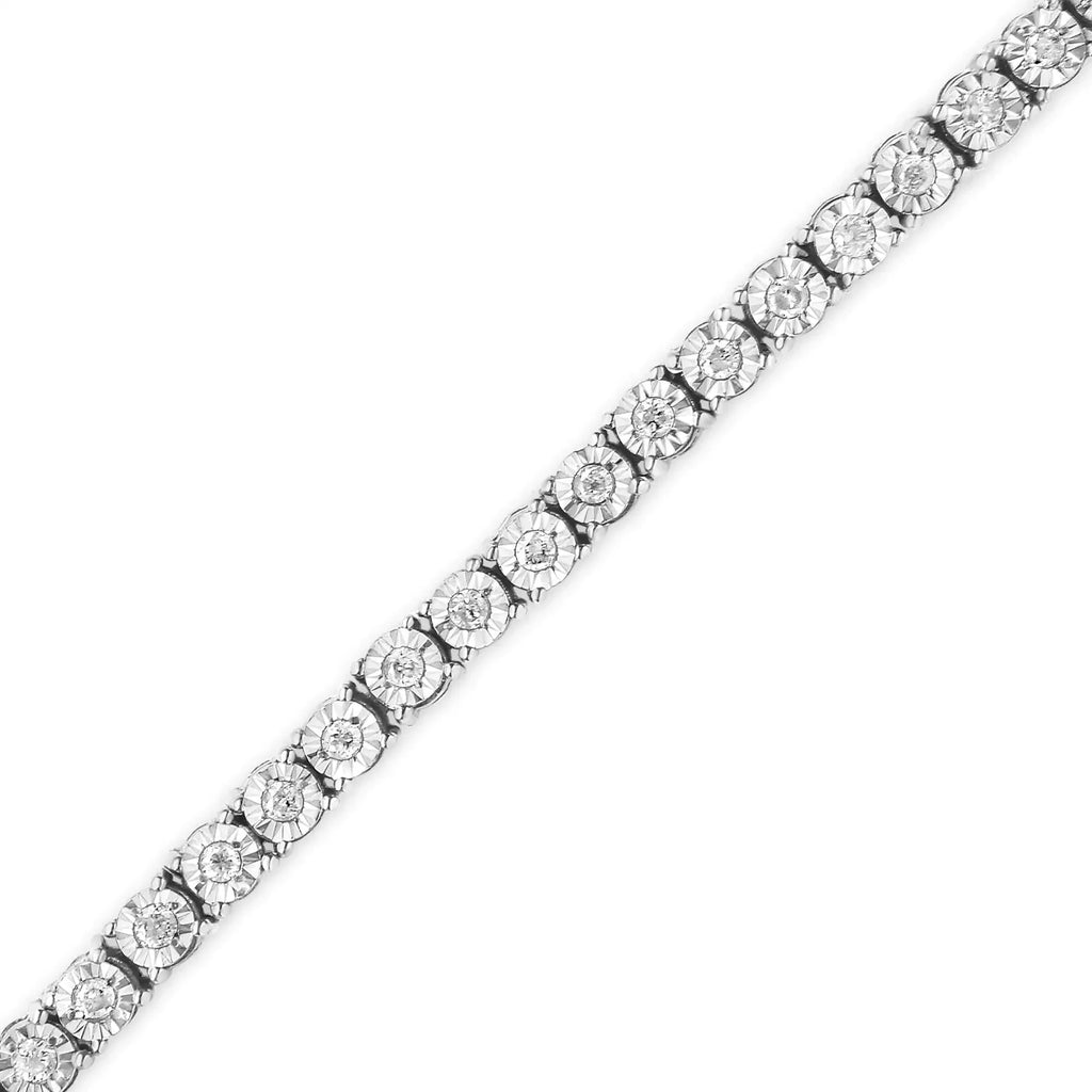 .925 Sterling Silver 1/2 Cttw Diamond Illusion-Set Miracle Plate Tennis Bracelet (I-J Color, I3 Clarity) - 7"