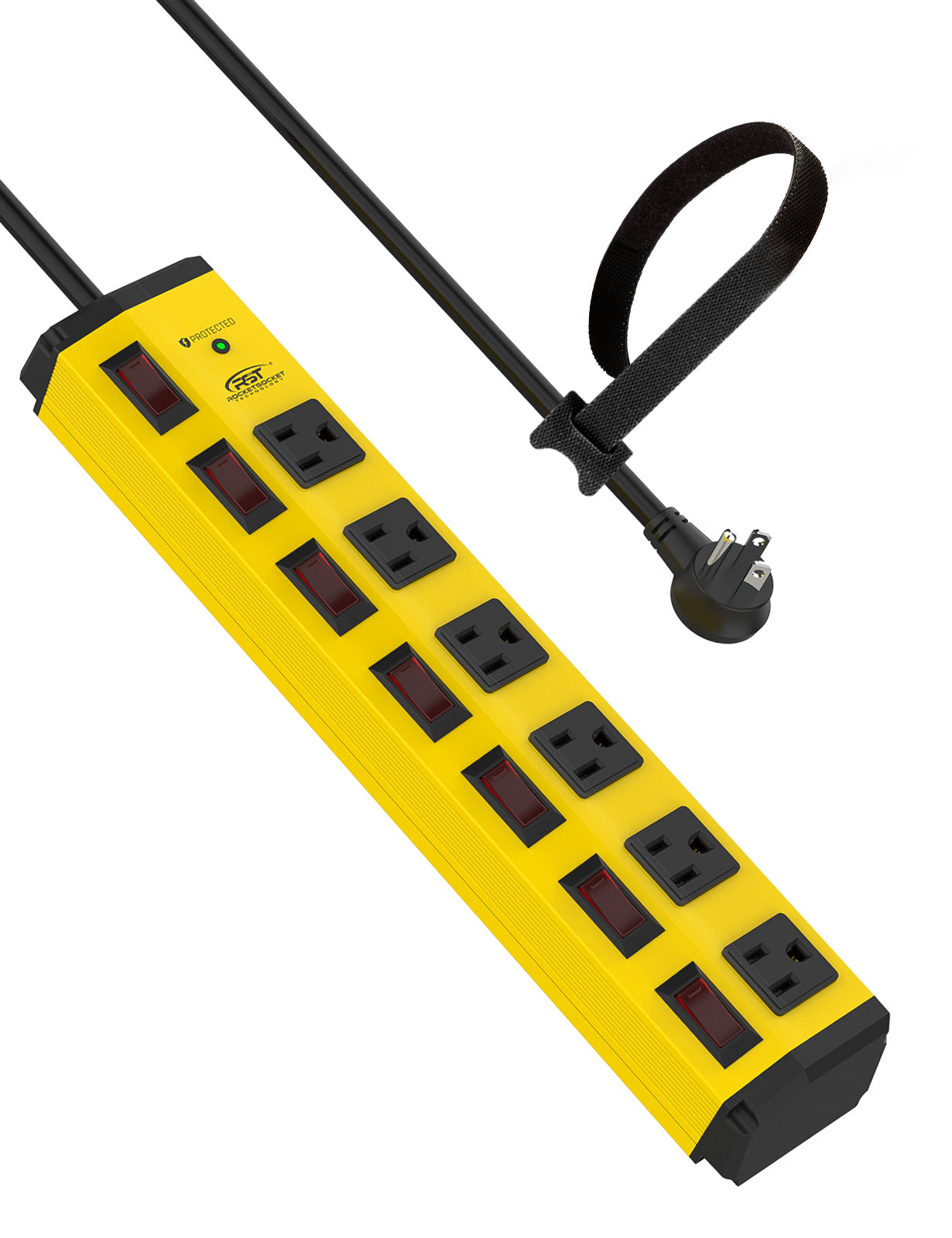 CRST 6 Outlets Individual Switches Mountable Metal Power Strip Surge Protector, 6FT Flat Plug Power Cord