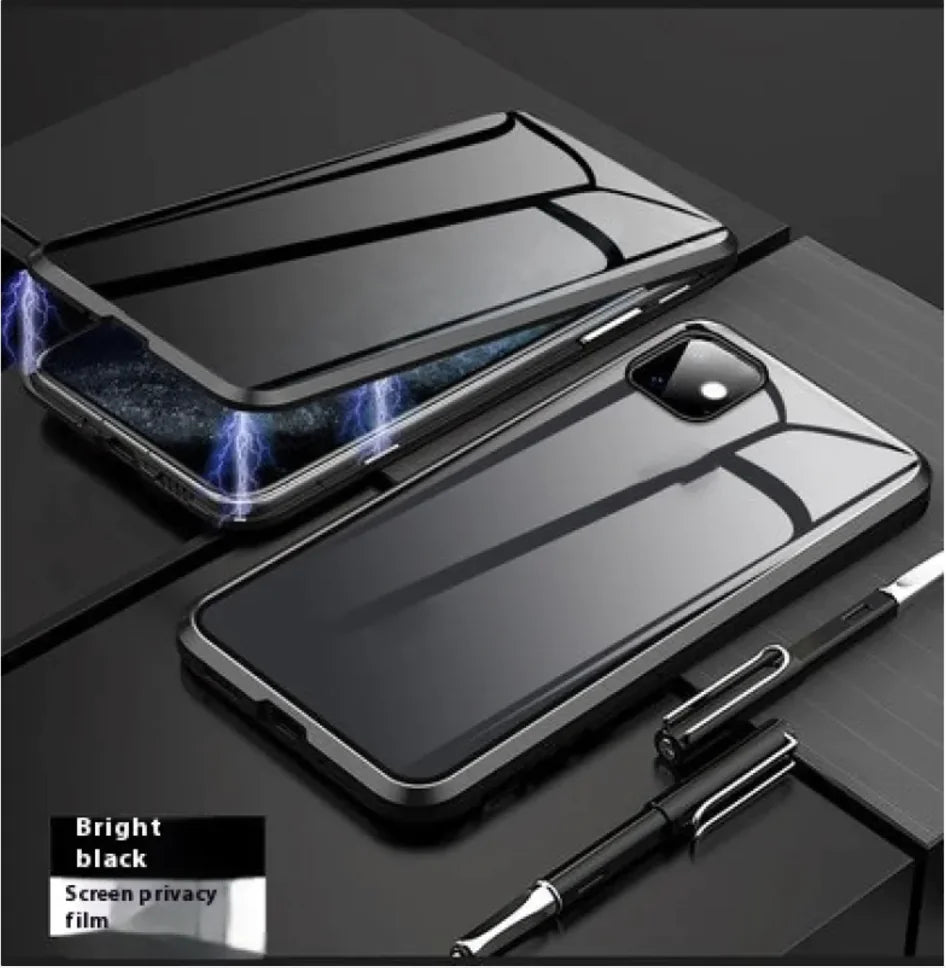 Magnetic Privacy Glass Phone Case with Anti-Peep Protection iphone