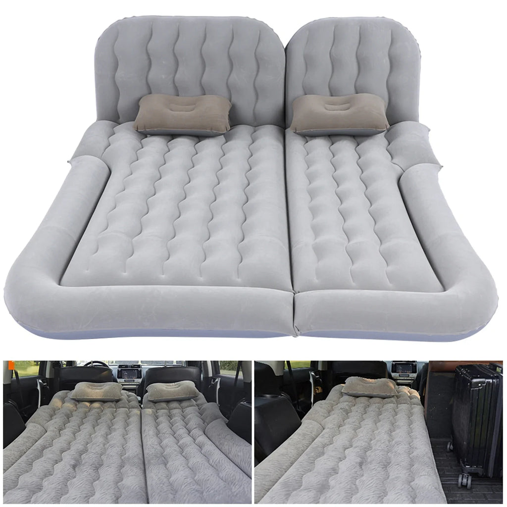 2‑In‑1 Multifunction Inflatable Travel Mattress PVC Flocking Soft Sleeping Rest Cushion for Car SUV