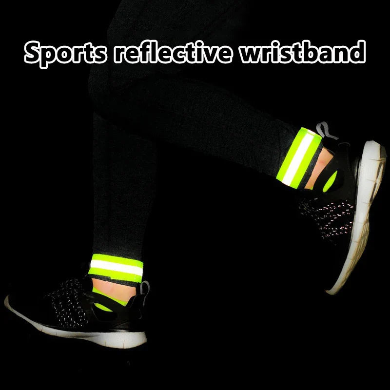 2Pcs Night Running Reflective Arm Bands For Wrist Ankle Leg LED Reflector Armband Night Cycling Safety Light Tape Led  Strap