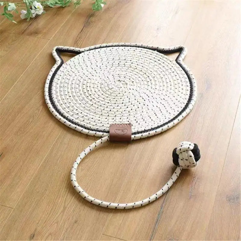 A9LA Cotton Rope Cats Scratching Post Mat Fun Toy for Cats to Grind Claw & Relieve Stress Feature Wear-Resistant Design