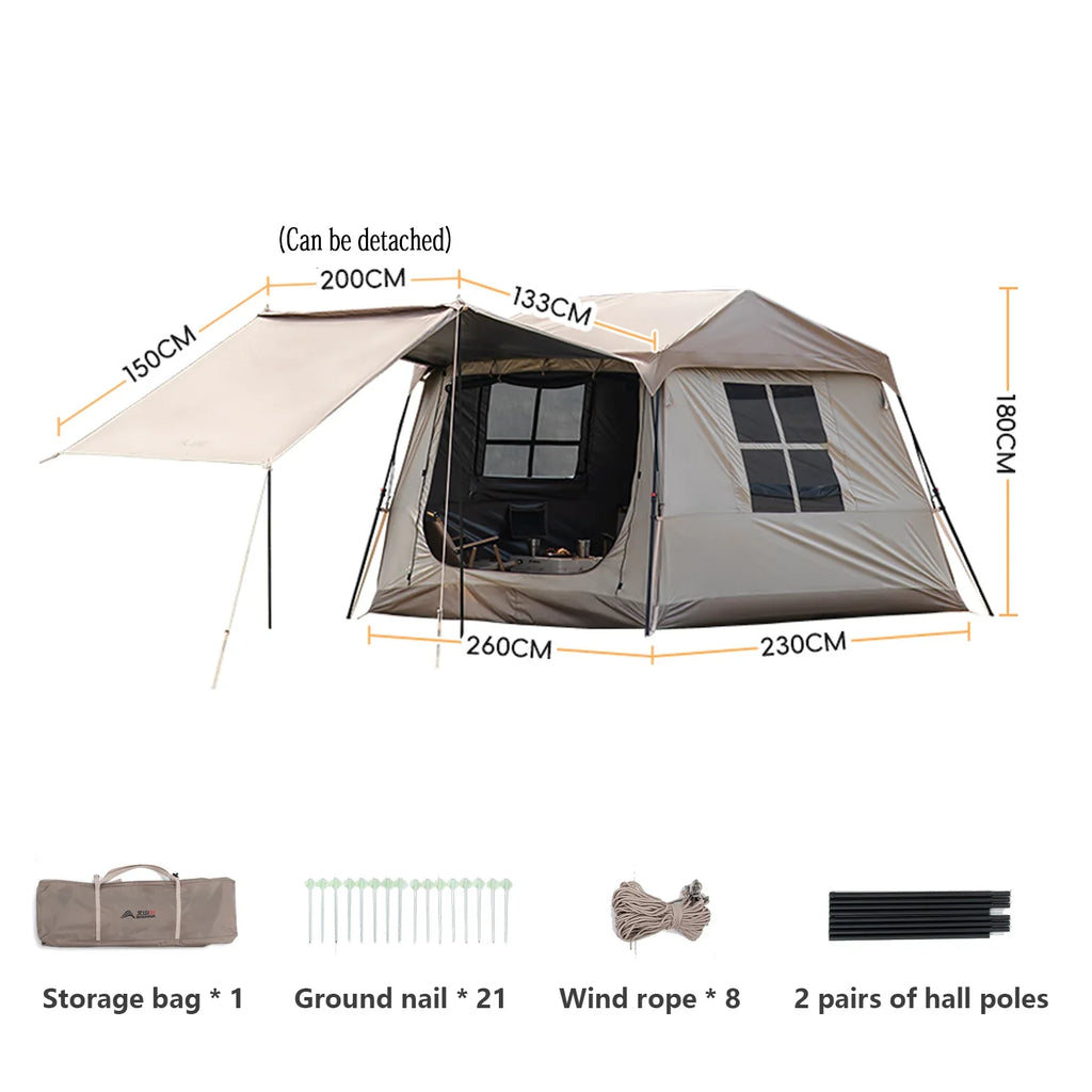BISINNA One-touch Ridge Type Tent Titanium Glue 3-4 Person Outdoor Automatic Camping Family Tent