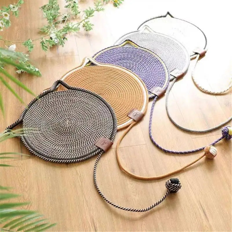 A9LA Cotton Rope Cats Scratching Post Mat Fun Toy for Cats to Grind Claw & Relieve Stress Feature Wear-Resistant Design