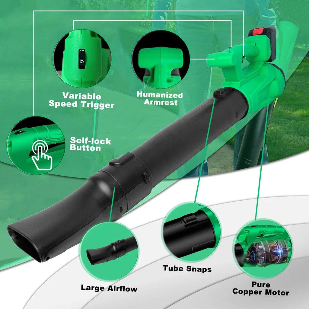 Tegatok Cordless Electric Leaf Blower 450CFM 125MPH Air Blower Snow Blower Dust Sweeper Garden Tools 20V Battery