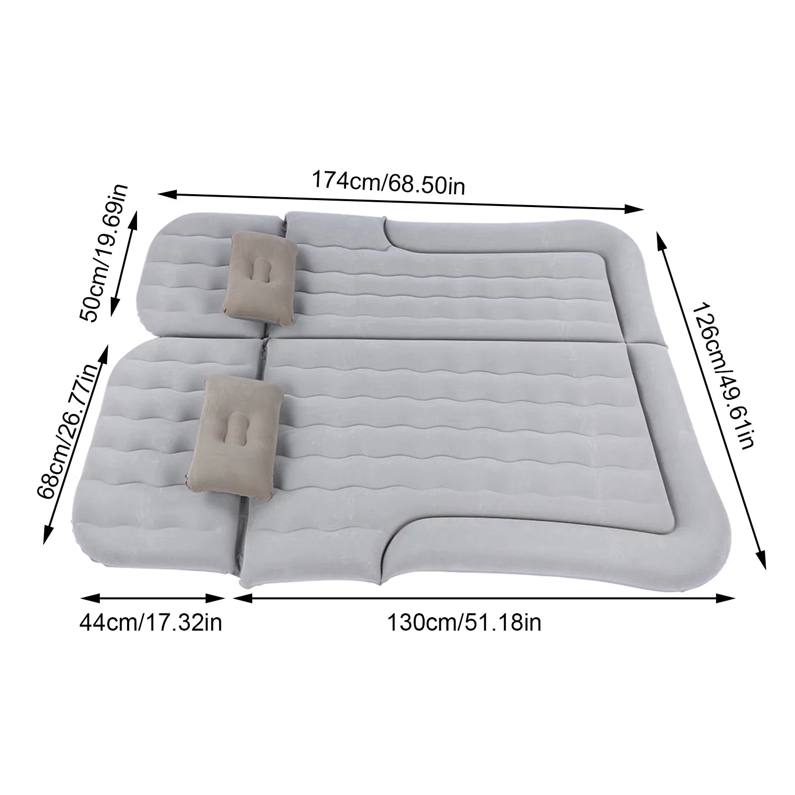 2‑In‑1 Multifunction Inflatable Travel Mattress PVC Flocking Soft Sleeping Rest Cushion for Car SUV