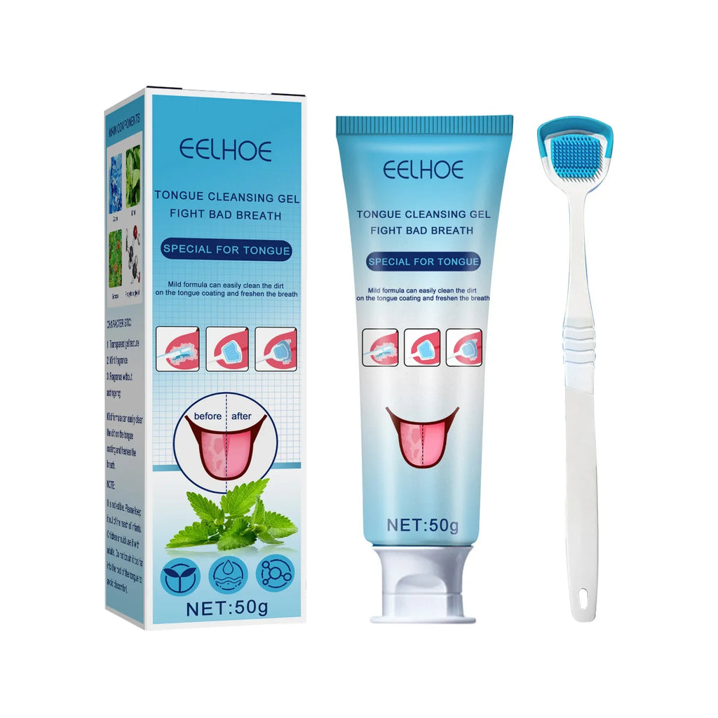 Tongue Cleansing Gel Tongue Coating Removal Kit Removing Thick White Tongue Coating,Balance Flora Freshing Breath Oral Care Tool