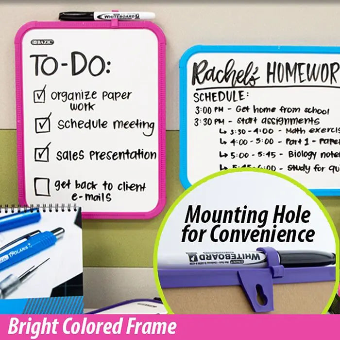 8.5" X 11" Dry Erase Board w/ Marker - 1pc Random Color