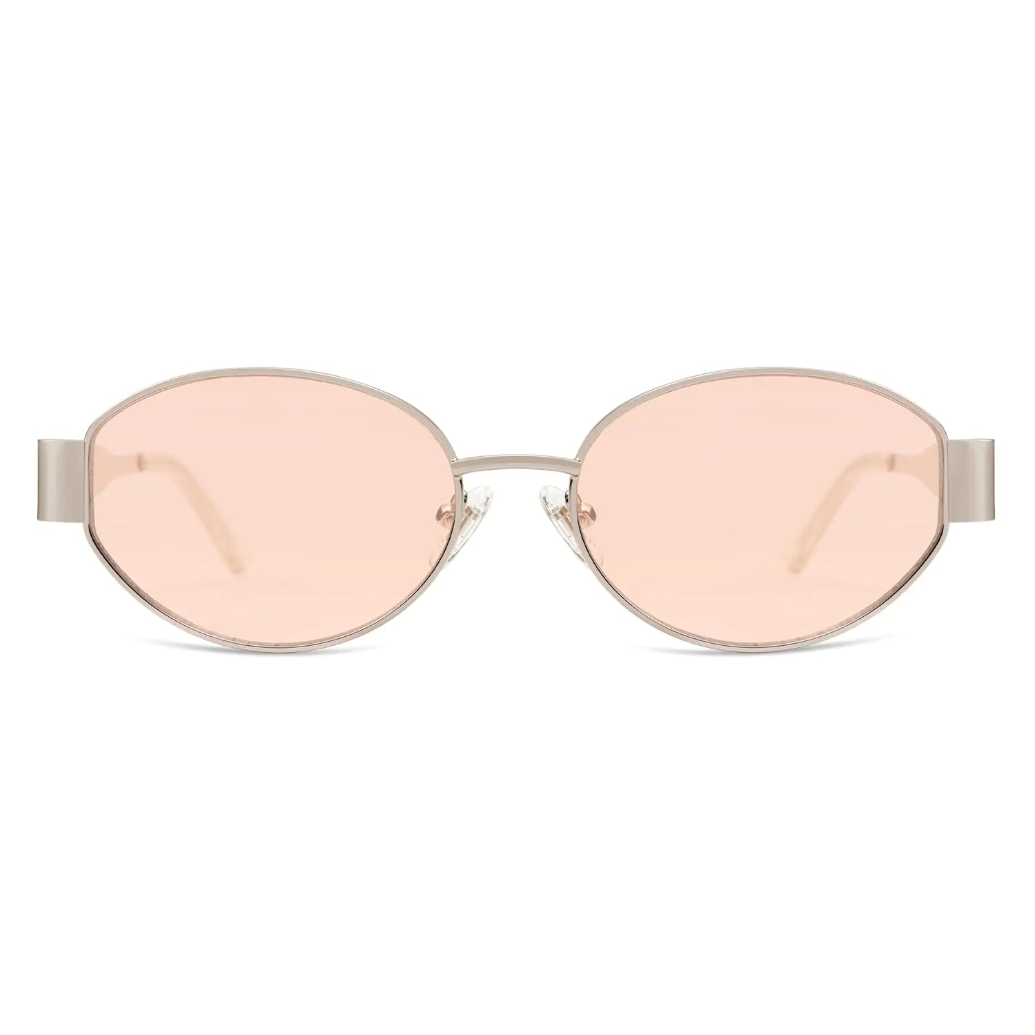 SOJOS Retro Oval Sunglasses for Women Men Trendy Sun Glasses Classic Shades UV400 Protection SJ1217 Light Gold/Light Brown