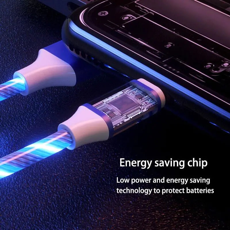 3 in 1 LED Fast Charging Cable Adapter For iPhone Micro USB Type C Charger Cord