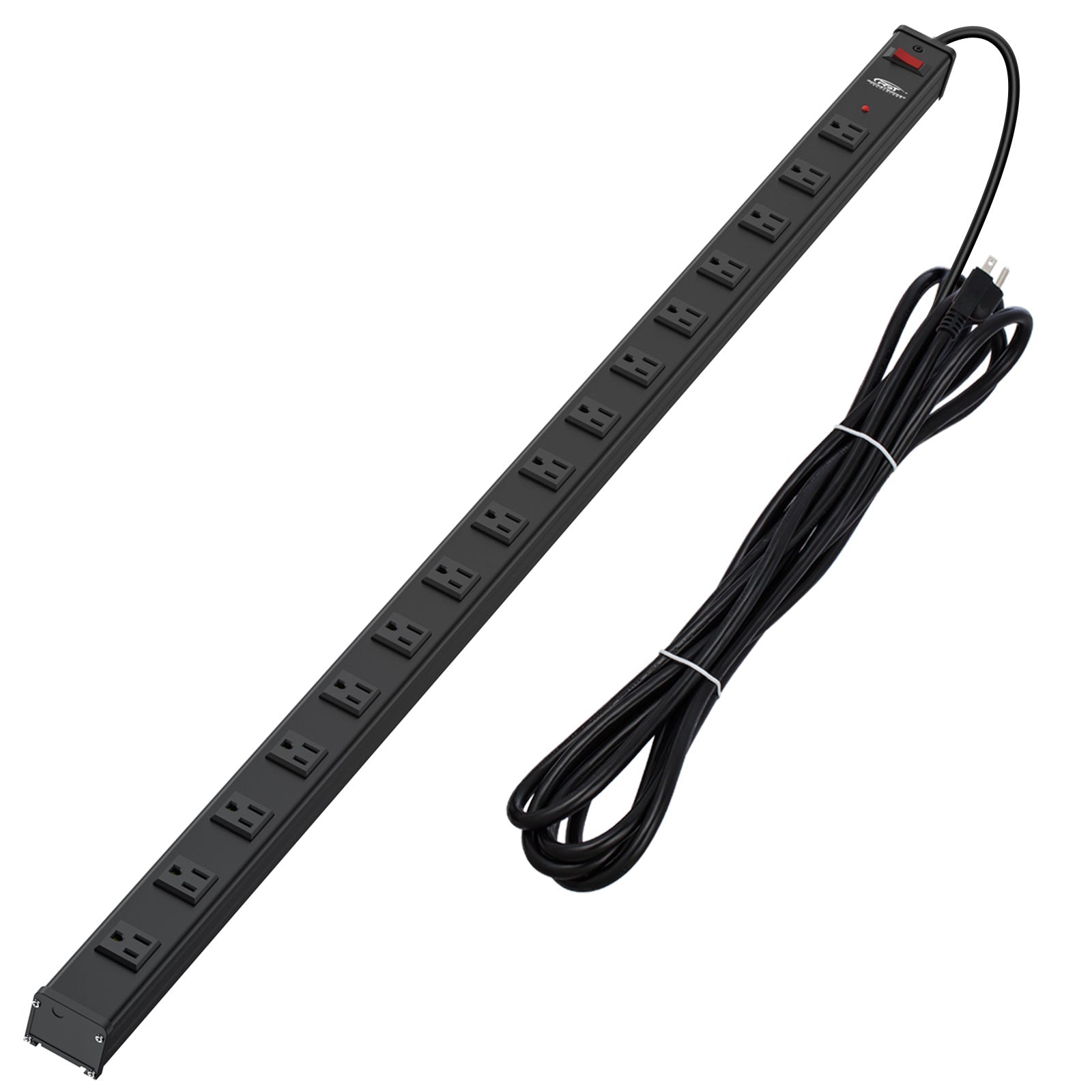 CRST 2.6" Wide Space 16 Outlets Mountable Metal Power Strip Surge Protector, Optional 15FT/6FT Power Cord, Mounting Brackets Included