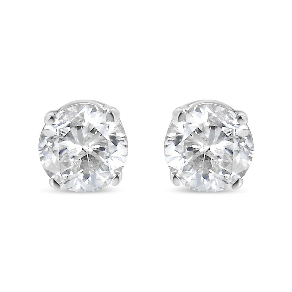 14K White Gold 1/2 Cttw 4-Prong Set Brilliant Round-Cut Solitaire Lab Grown Diamond Push Back Stud Earrings (F-G Color, VS2-SI1 Clarity)